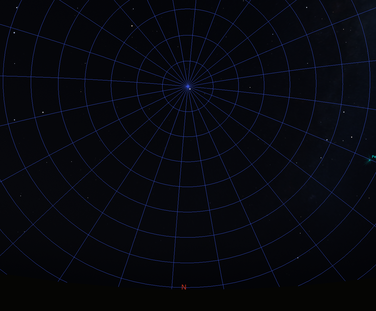 Stellarium screenshot about the north celestial pole
